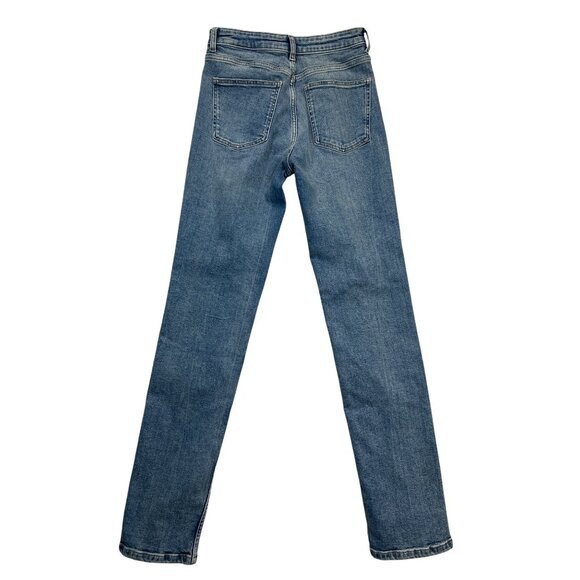 Zara Jeans Womens 6 Blue Denim Straight Skinny Split Ankle High Rise - Picture 2 of 10